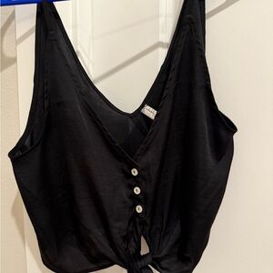 Free People Black Sleeveless Button-Down Blouse